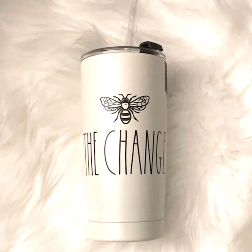 NEW Rae Dunn 🐝 THE CHANGE. Insulated Stainless Steel Tumbler with Straw